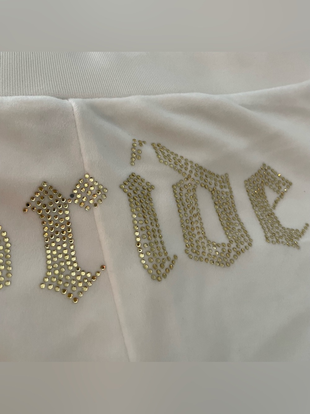 Juicy Couture White Y2K Pants Gold 'Bride' Rhinestones - Picture 8 of 8